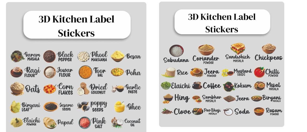 SpiceMaster 3D Waterproof Spice Jar Label Stickers (Buy 10 Get 50 Free)
