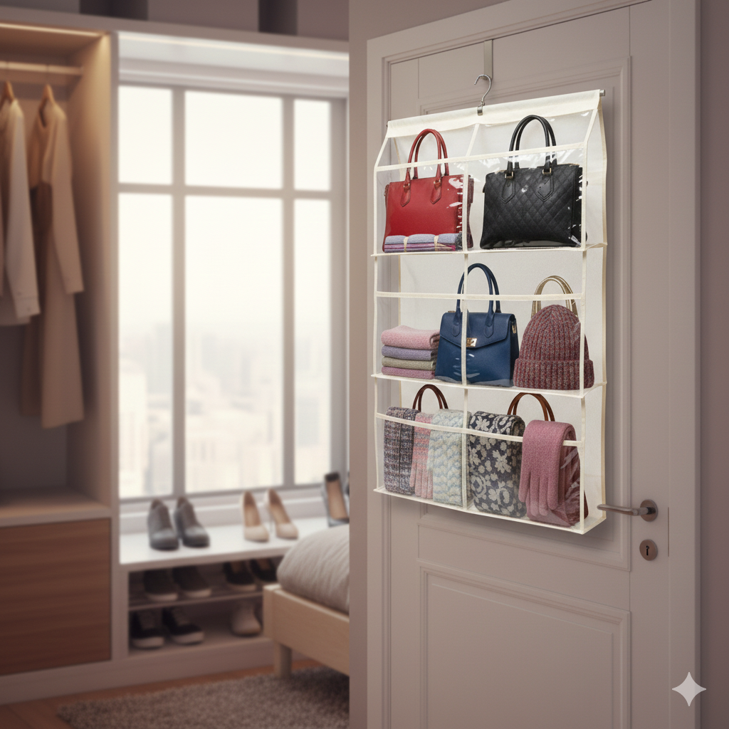 6 Pocket PVC Storage Organizer Hanging Bags
